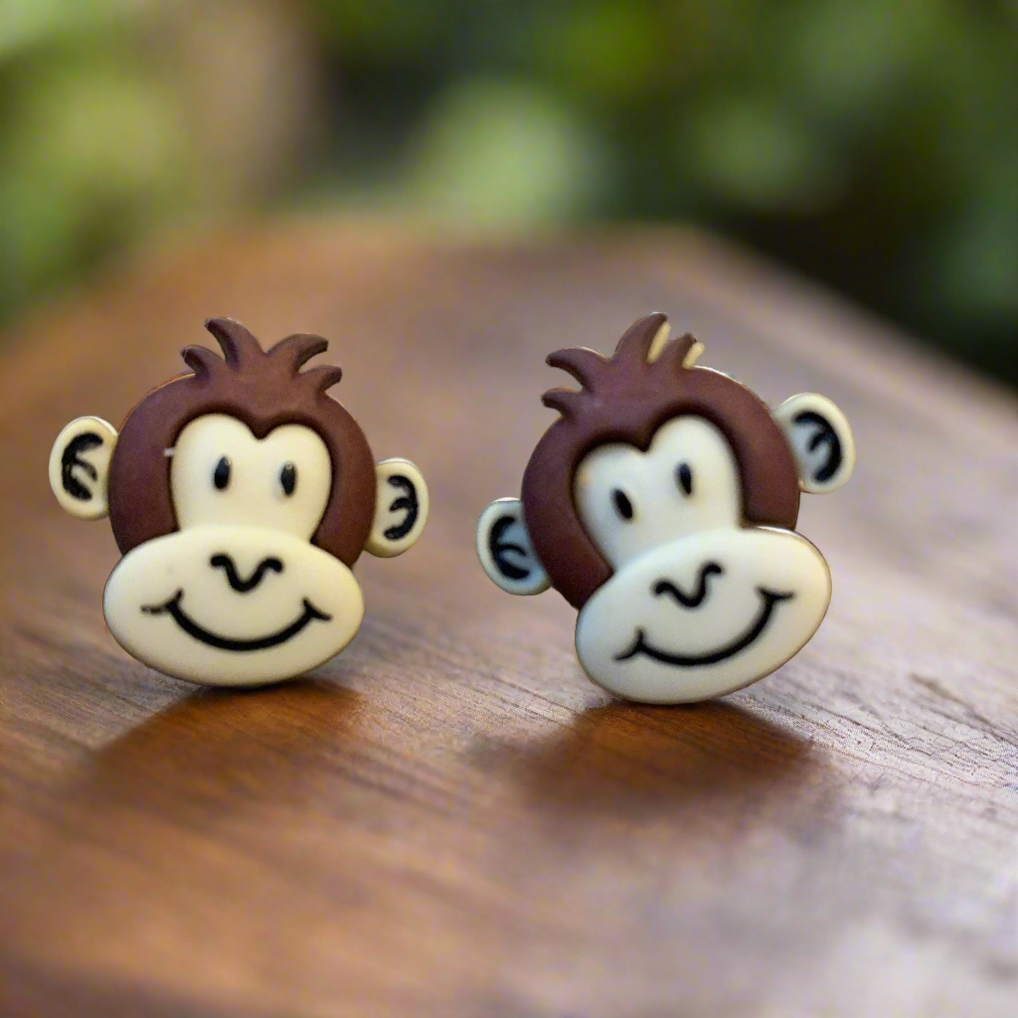 Silly Monkey Stud Earrings – Cute Dark Brown
