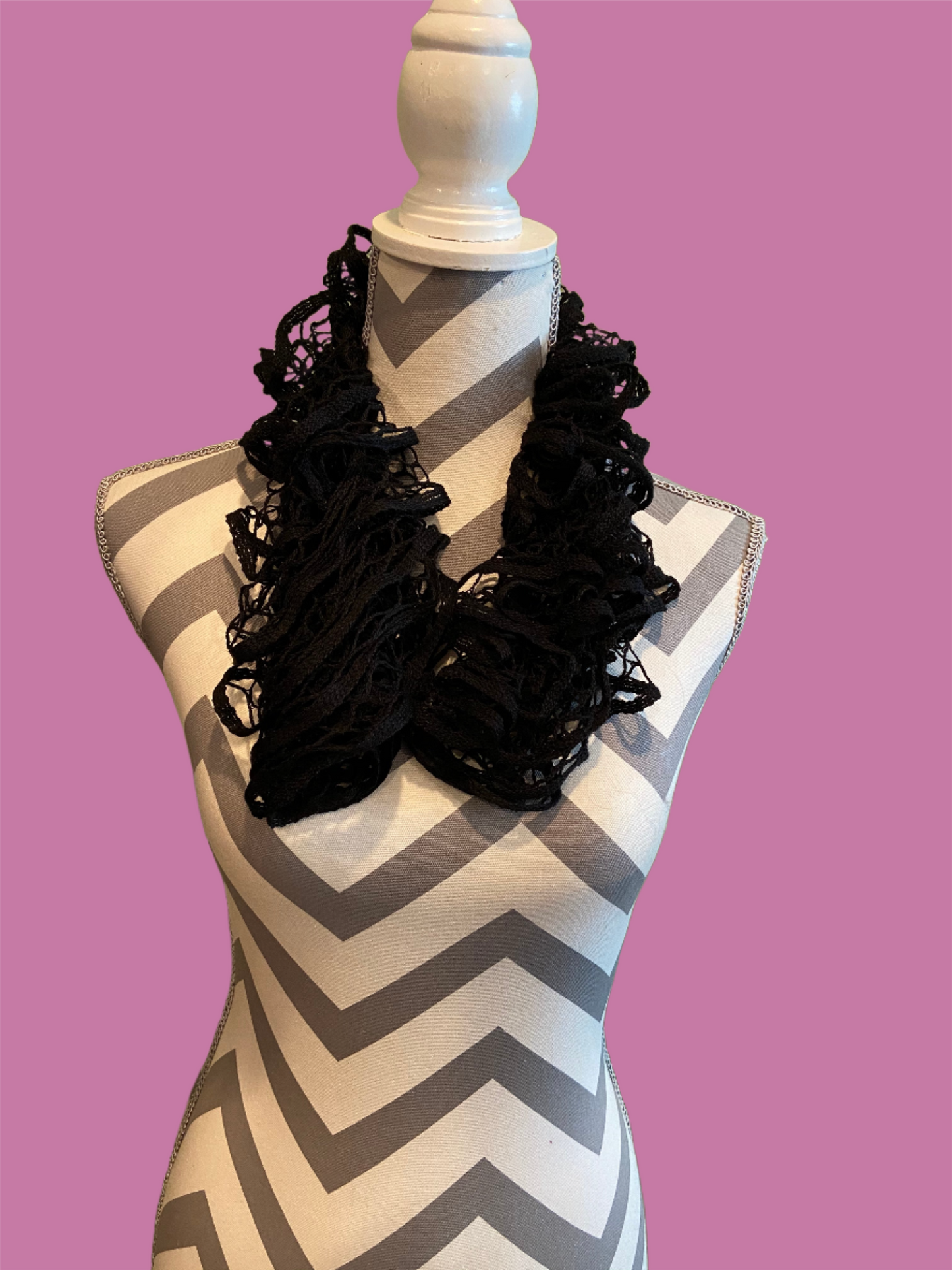 Ruffled Scarf handmade with Black Starbella YarnPink tiful of LOVE