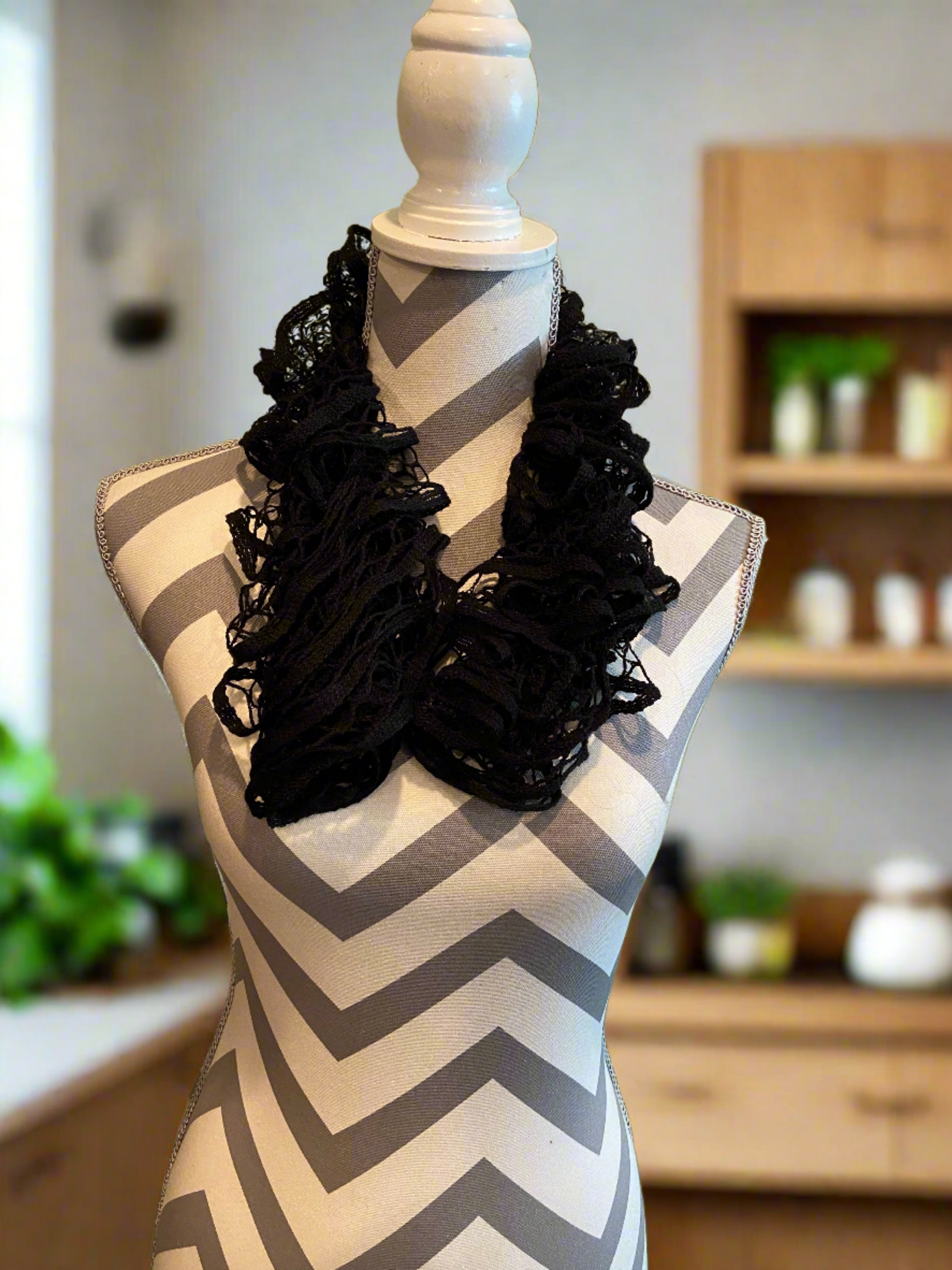 Ruffled Scarf handmade with Black Starbella YarnPink tiful of LOVE