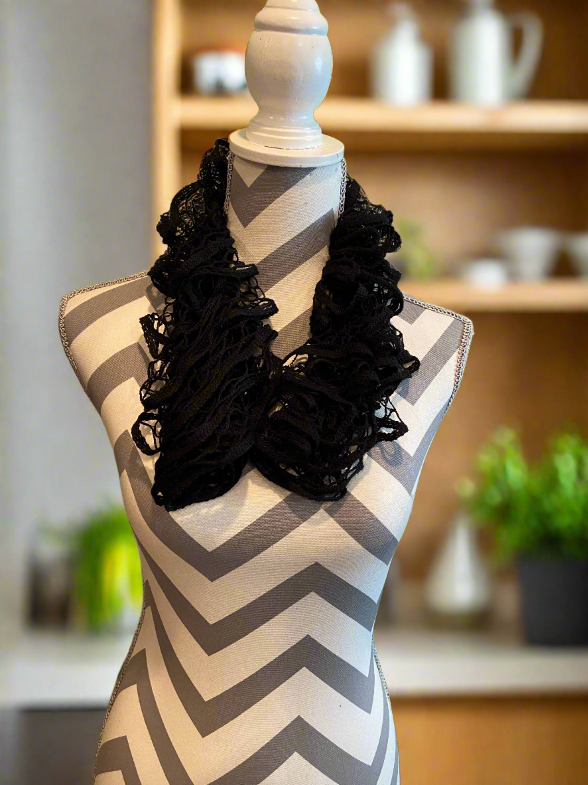 Ruffled Scarf handmade with Black Starbella YarnPink tiful of LOVE