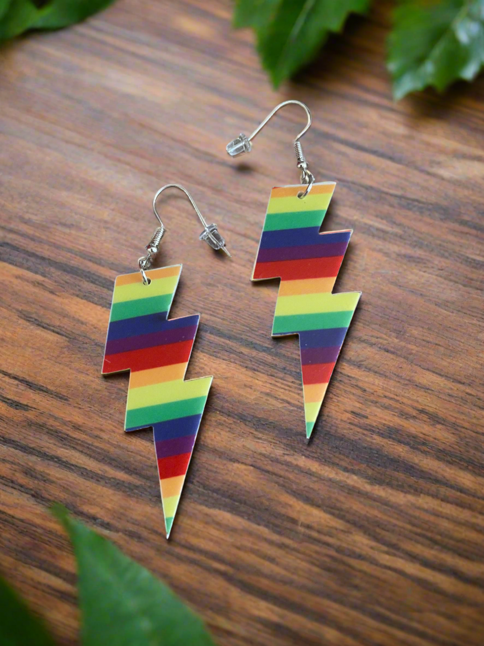 Rainbow Lightning Bolt Wire earringsPink tiful of LOVE