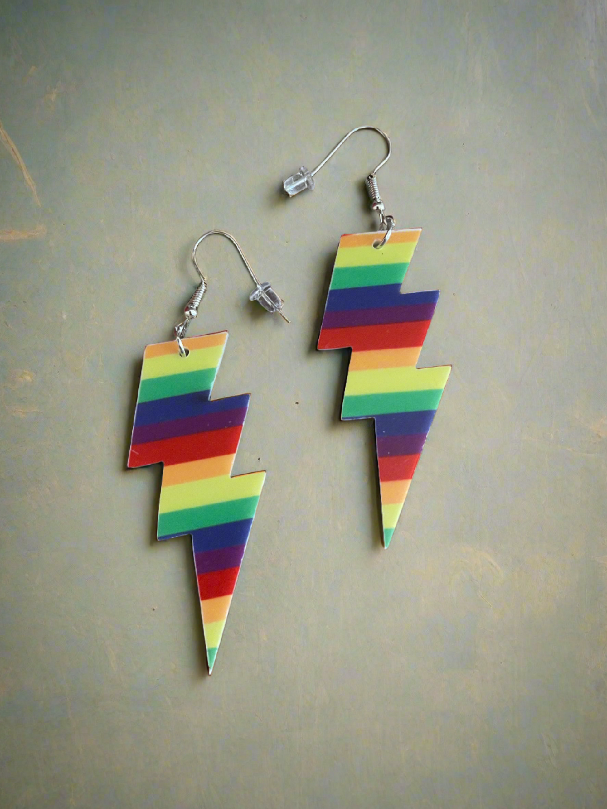 Rainbow Lightning Bolt Wire earringsPink tiful of LOVE
