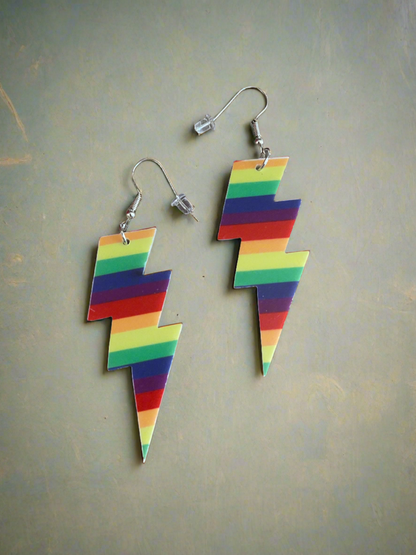 Rainbow Lightning Bolt Wire earringsPink tiful of LOVE