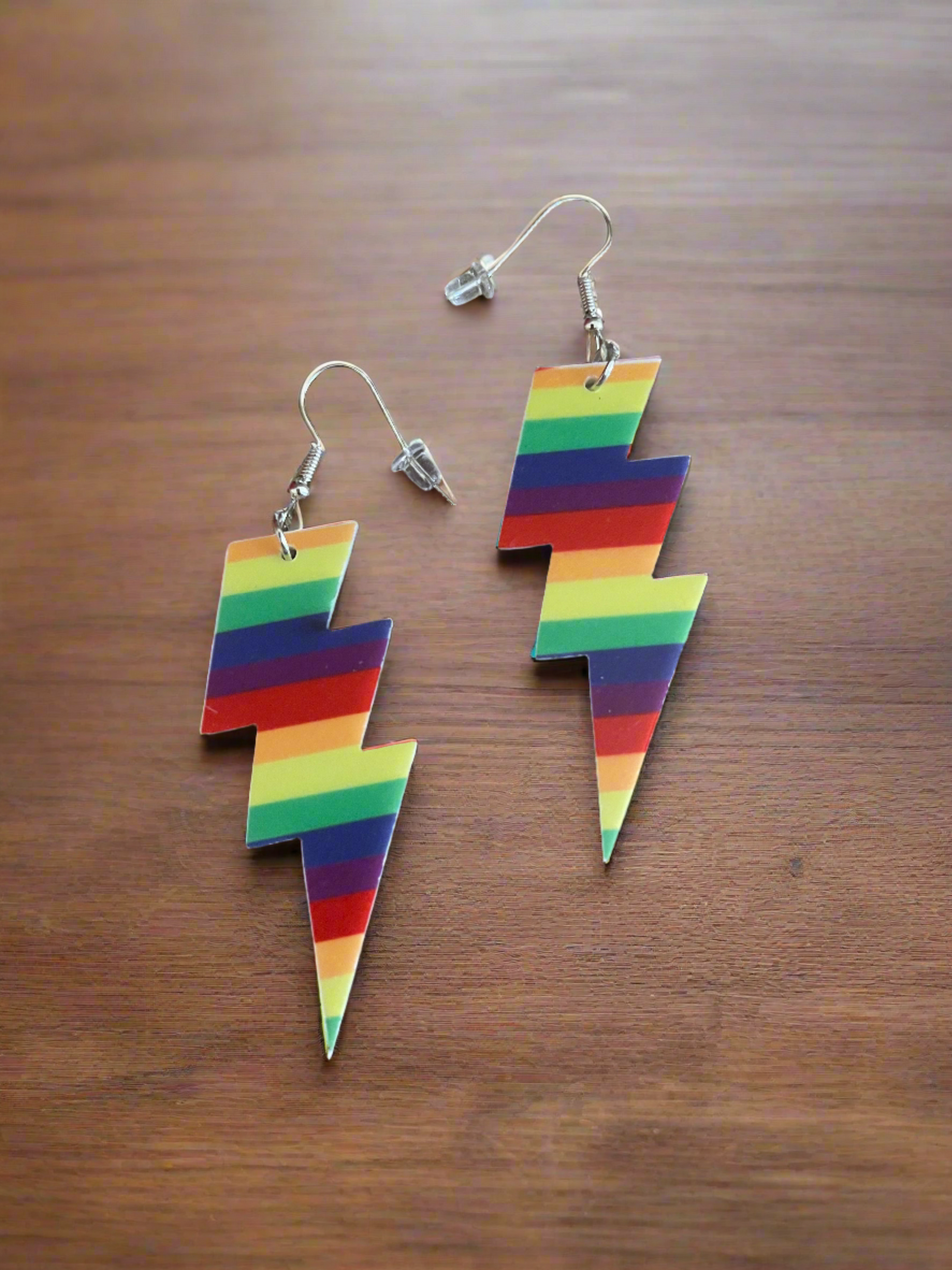 Rainbow Lightning Bolt Wire earringsPink tiful of LOVE