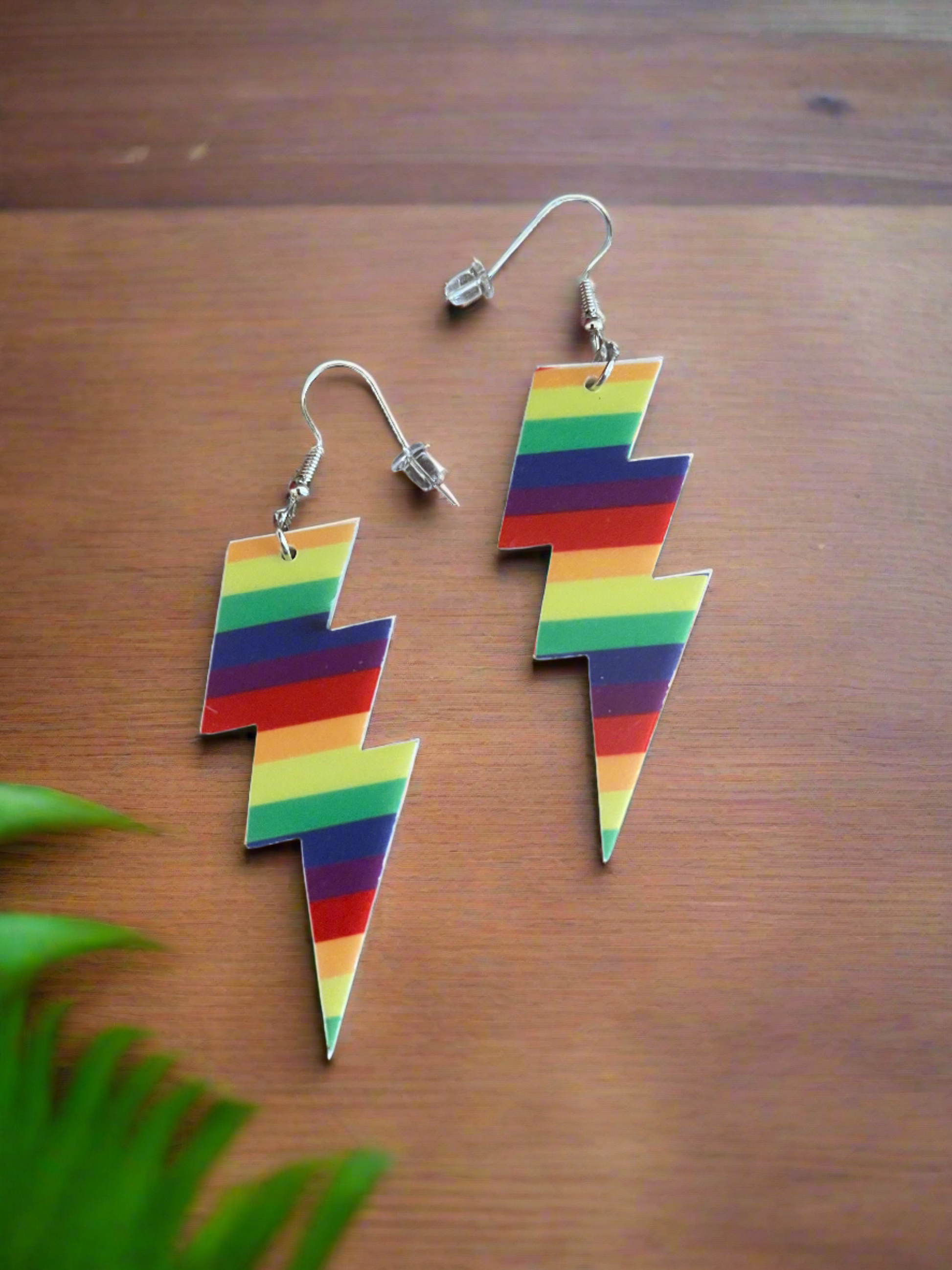 Rainbow Lightning Bolt Wire earringsPink tiful of LOVE