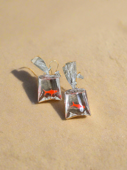 Gold Fish Wire EarringsPink tiful of LOVE
