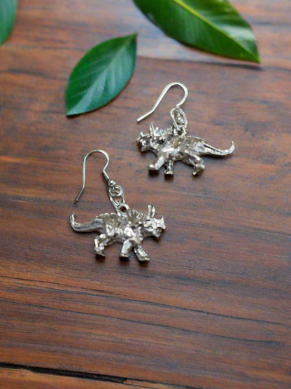 Triceratops 3D Silver Charm Wire EarringsPink tiful of LOVE