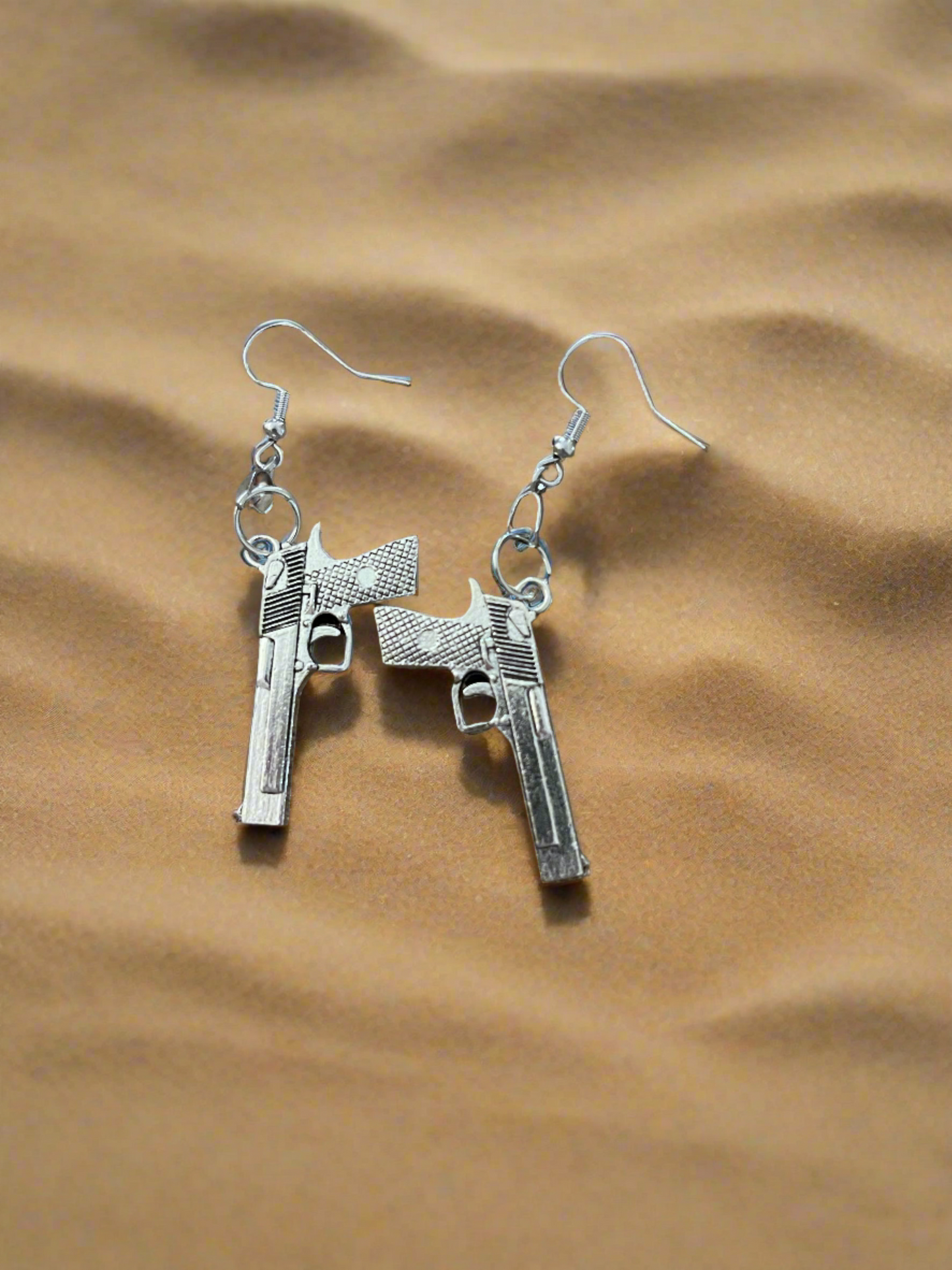 Antique Gun Charms Silver Toned Wire EarringsPink tiful of LOVE