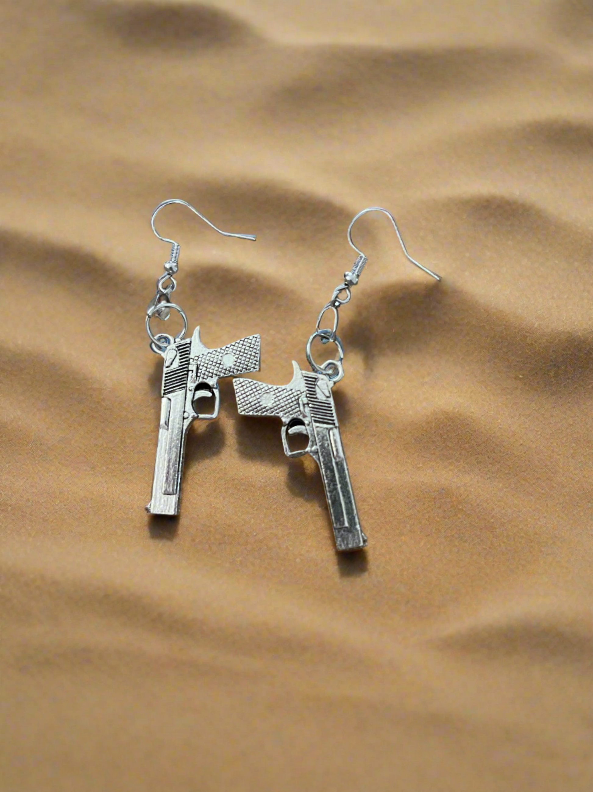 Antique Gun Charms Silver Toned Wire EarringsPink tiful of LOVE