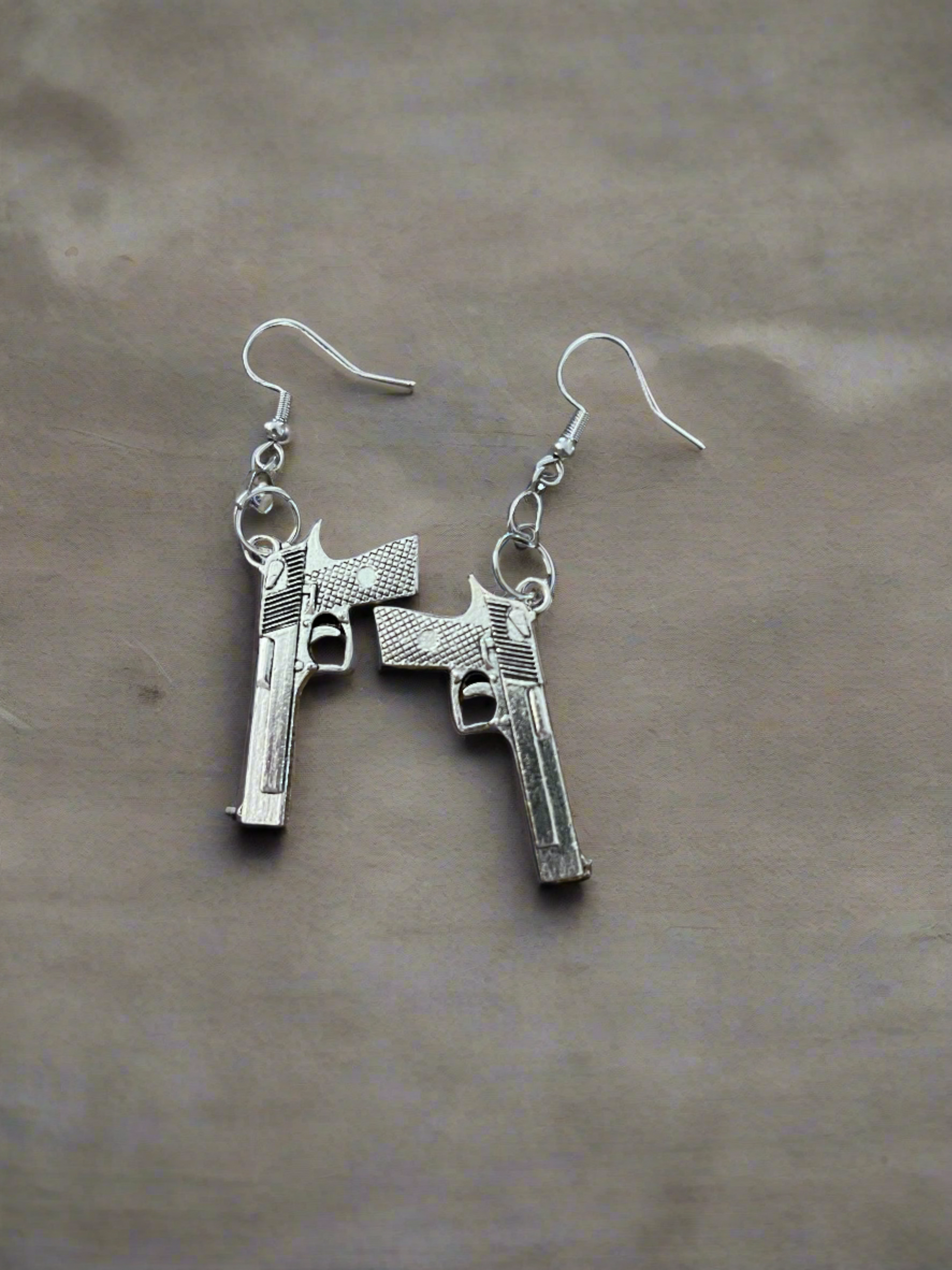 Antique Gun Charms Silver Toned Wire EarringsPink tiful of LOVE