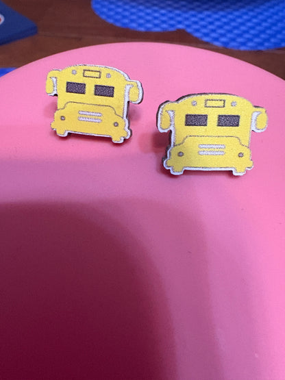 School Bus Wooden Earrings – Back-to-School Teacher Gift