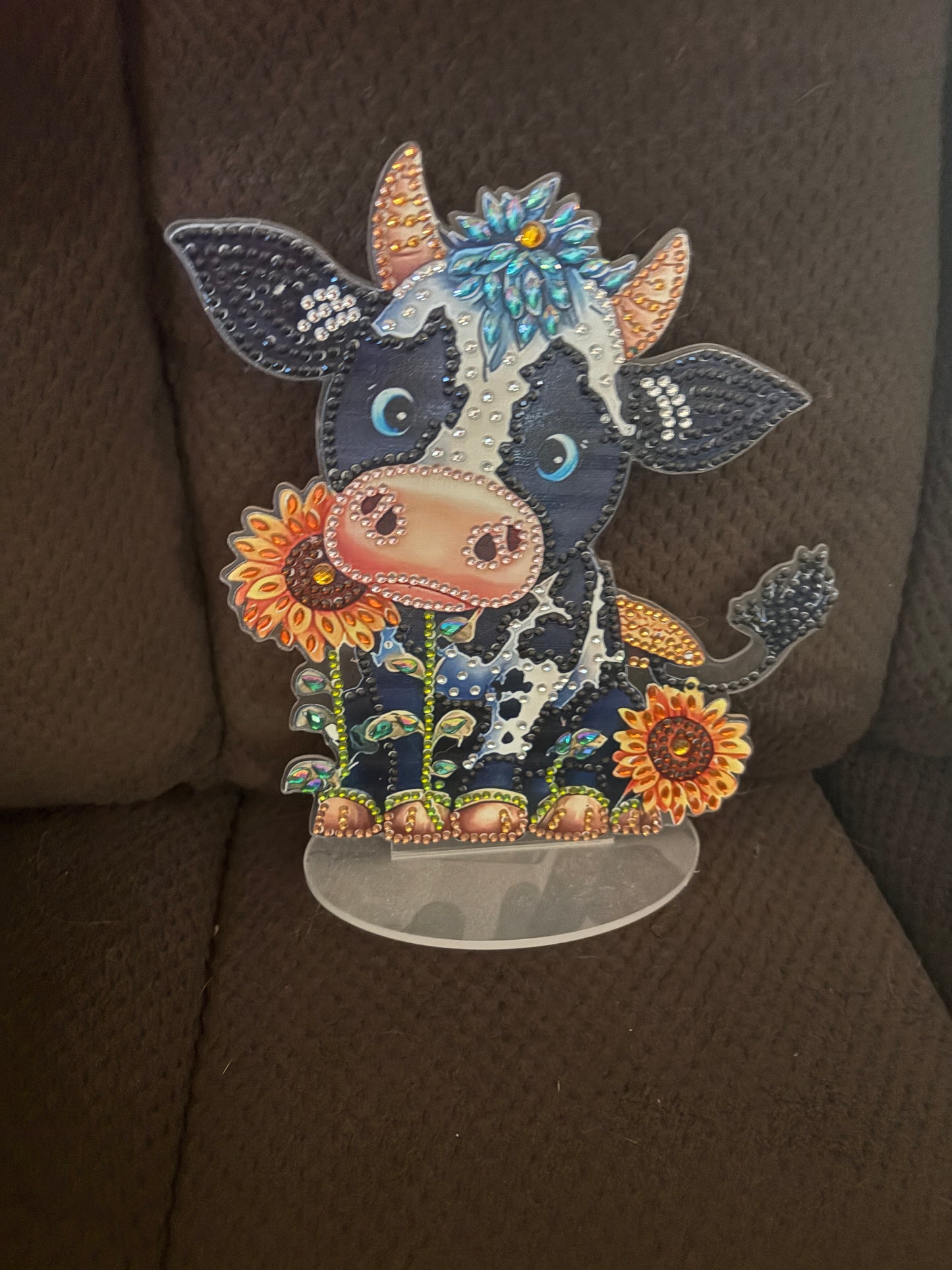 ✨ Diamond Art Home Décor – Sunflower Cow Freestanding Sparkle Piece