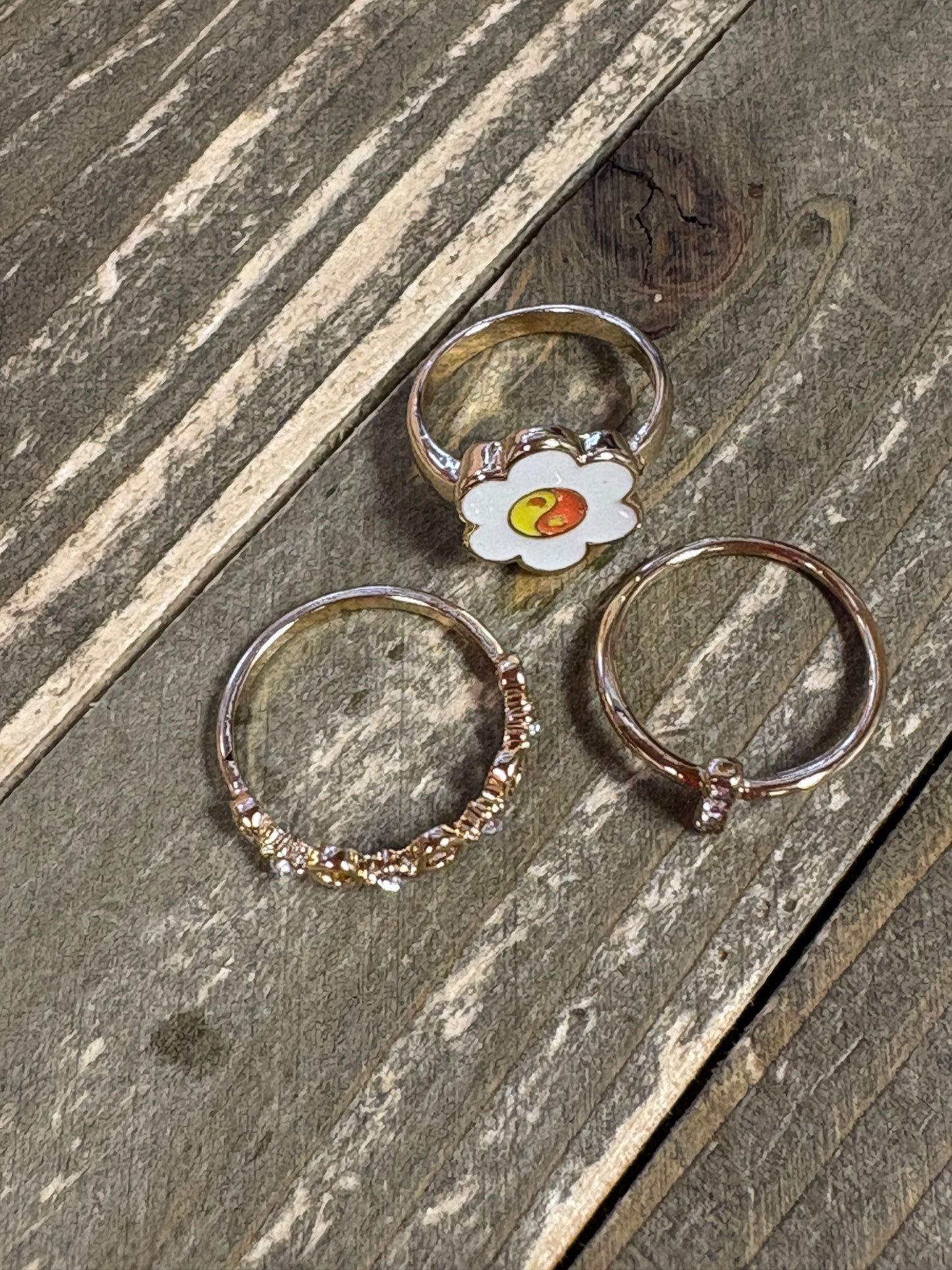 Golden Fruit & Flower Jewelry Bundle – Necklace, Earrings & Rings Set