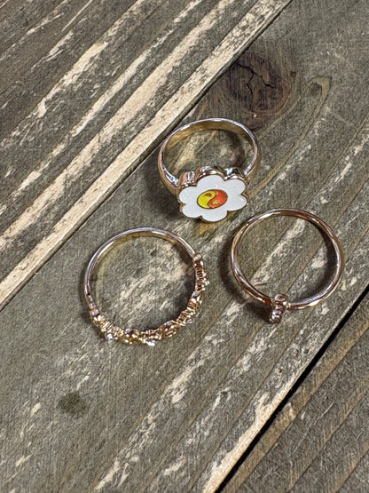 Golden Fruit & Flower Jewelry Bundle – Necklace, Earrings & Rings Set