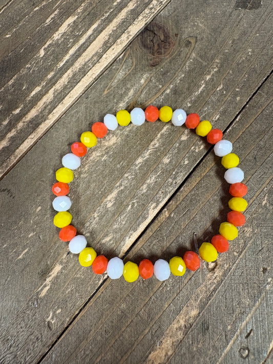Sunshine Glow Yellow & Orange Glass Beaded Bracelet