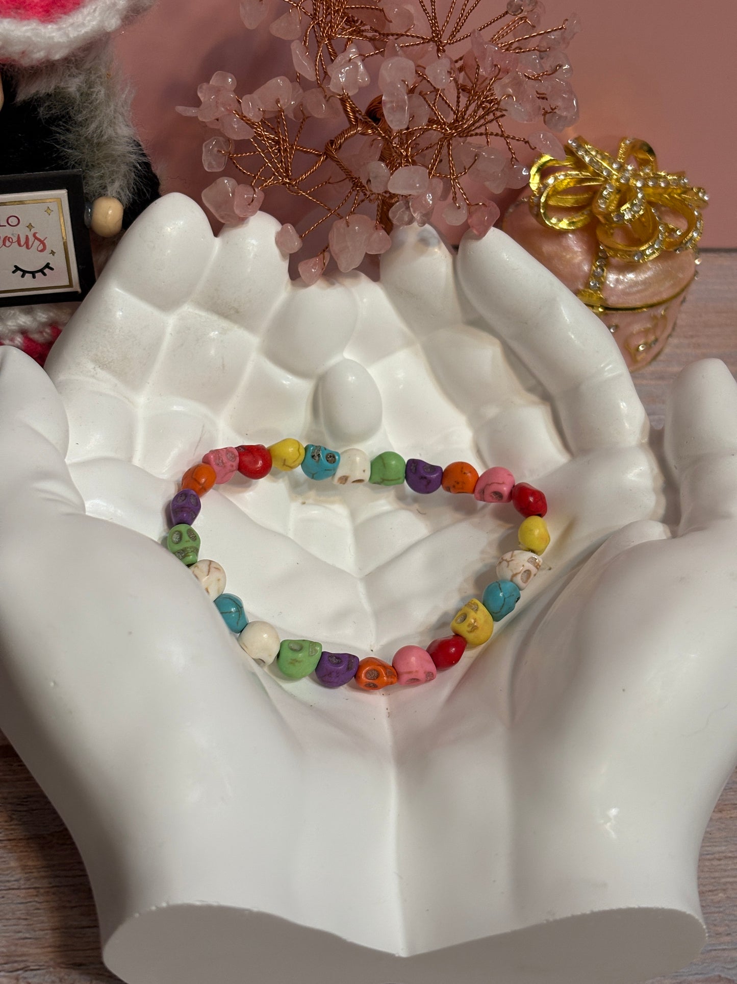 Colorful Skull Bead Stretch Bracelet – 8mm