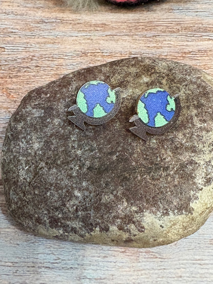 Wooden Globe Stud Earrings – Teacher & Traveler Inspired