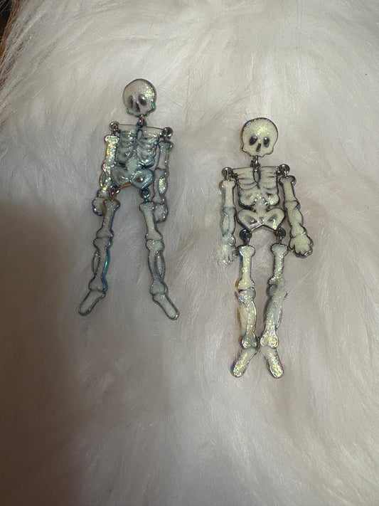 Glow-in-the-Dark Skeleton Dangle Stud Earrings – Enamel