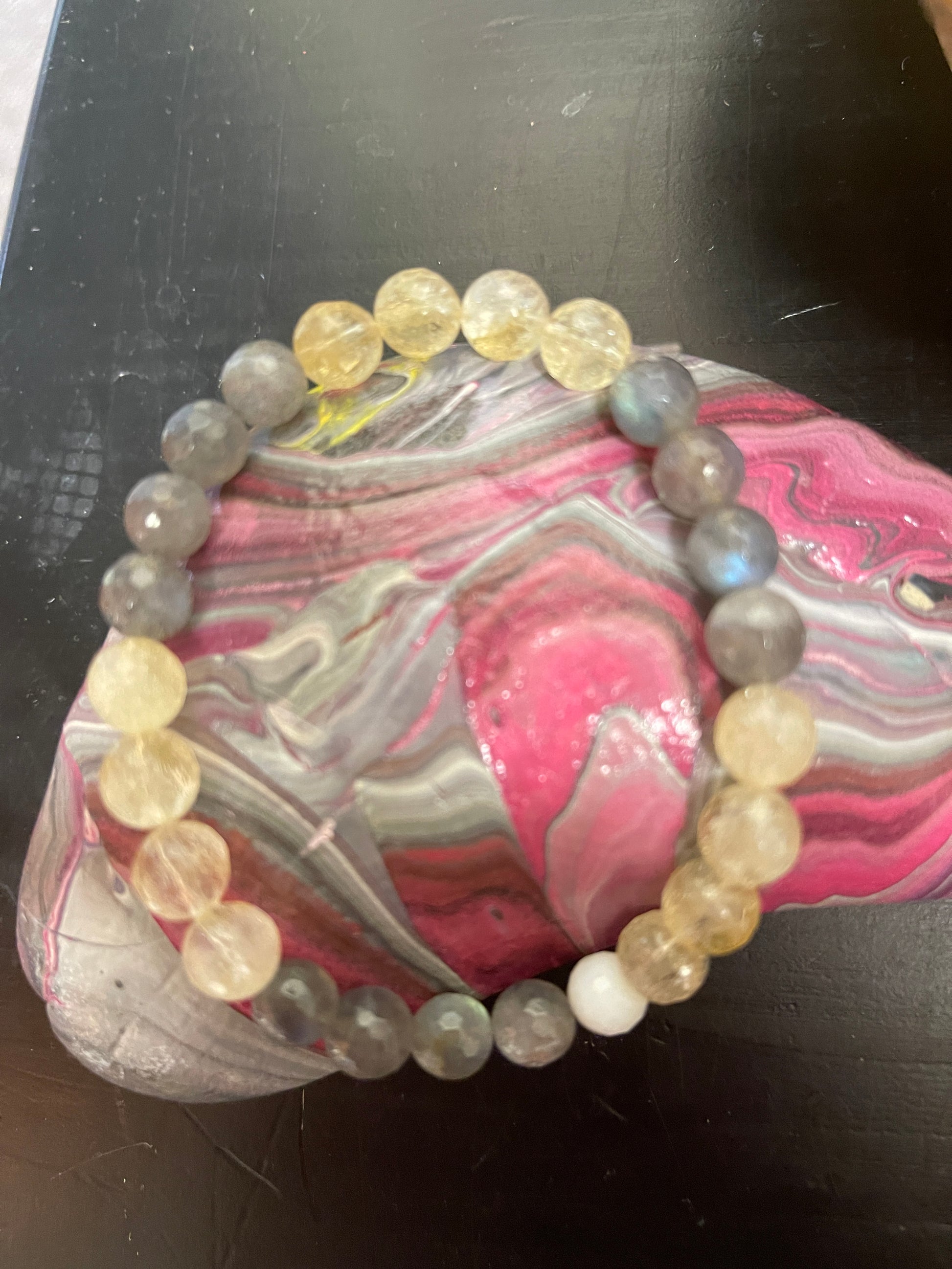 Luck and Love-1 beaded Stretch braceletPink tiful of LOVE