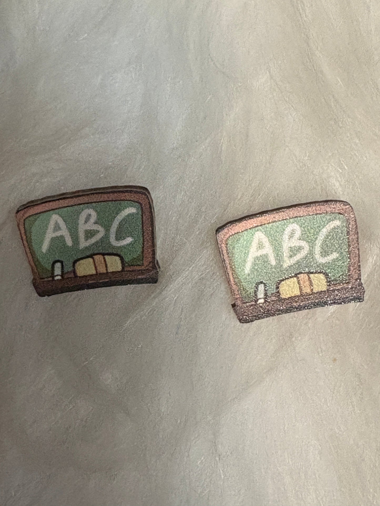 ABC Chalkboard Wooden Stud Earrings