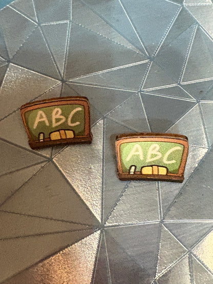 ABC Chalkboard Wooden Stud Earrings