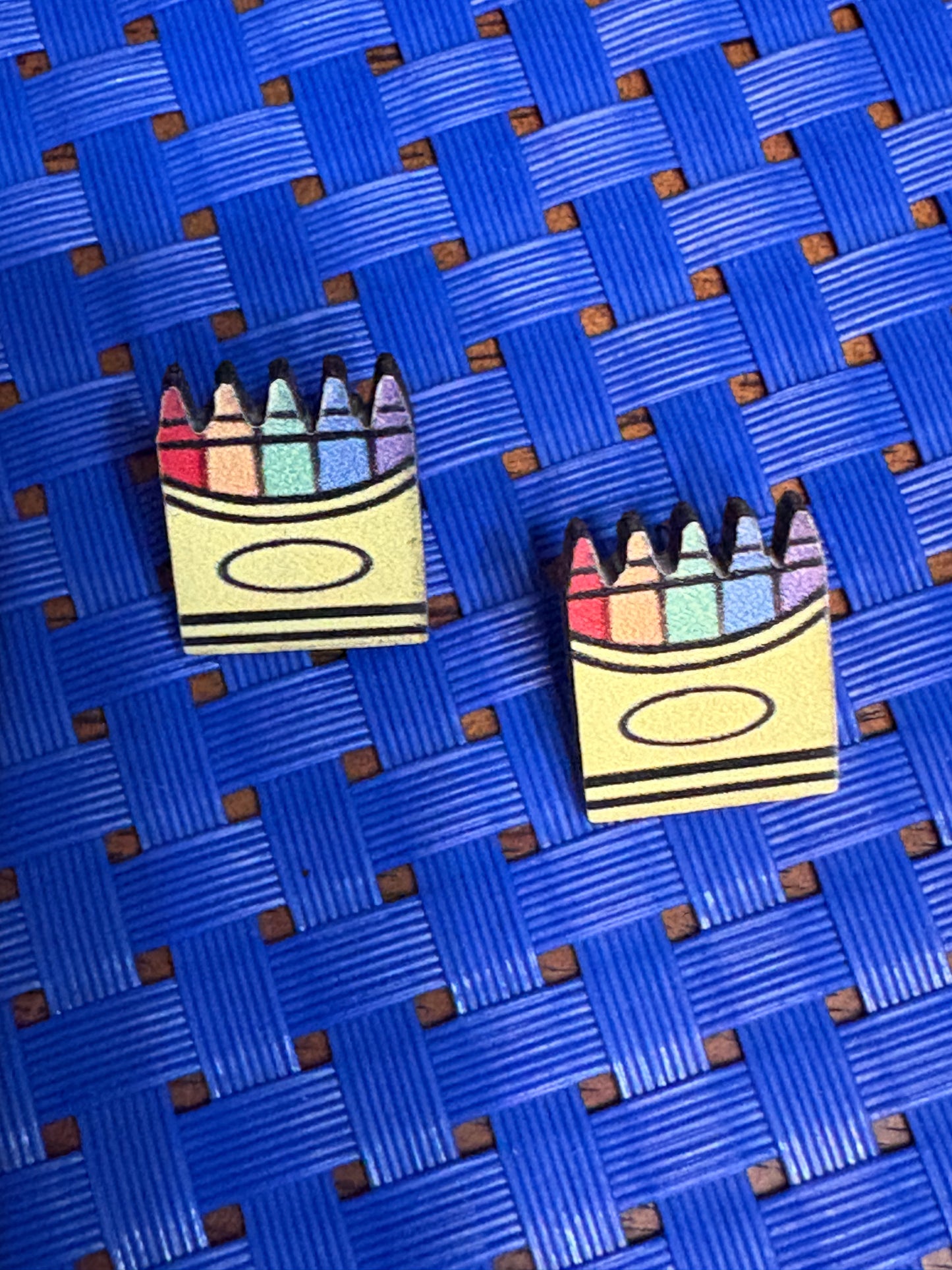 Crayon Box Wooden Stud Earrings