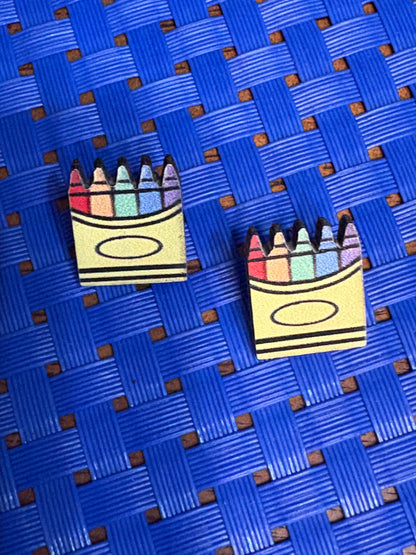 Crayon Box Wooden Stud Earrings