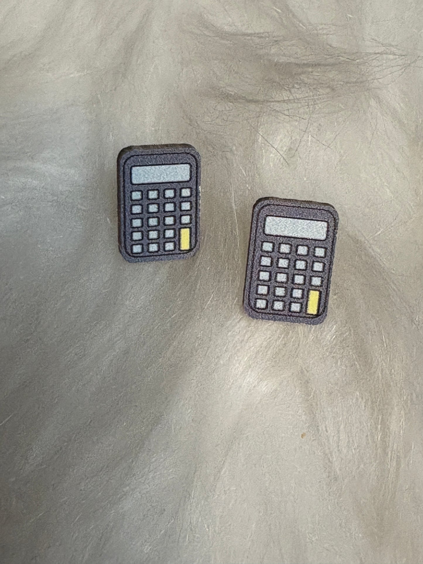 Calculator Wooden Stud Earrings