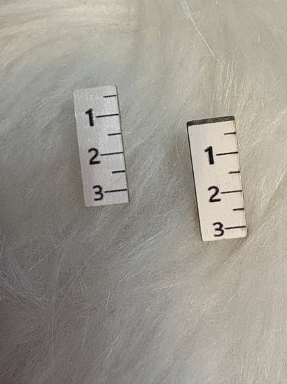 Ruler Wooden Stud Earrings