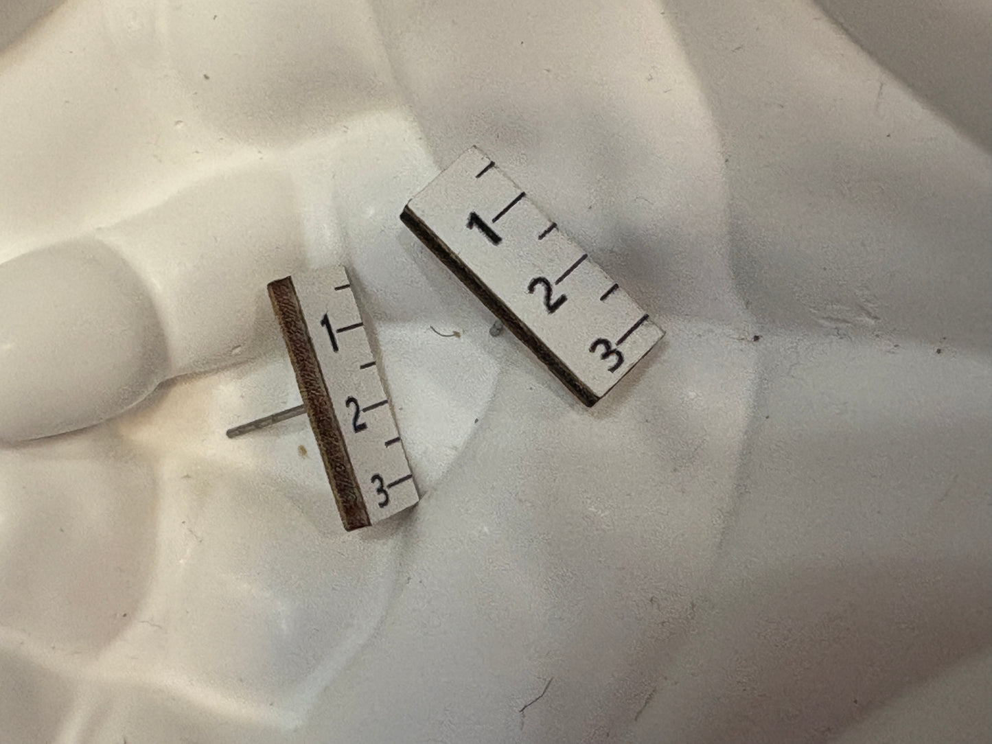 Ruler Wooden Stud Earrings