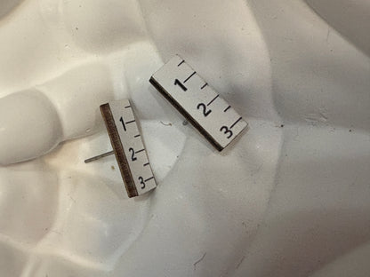 Ruler Wooden Stud Earrings