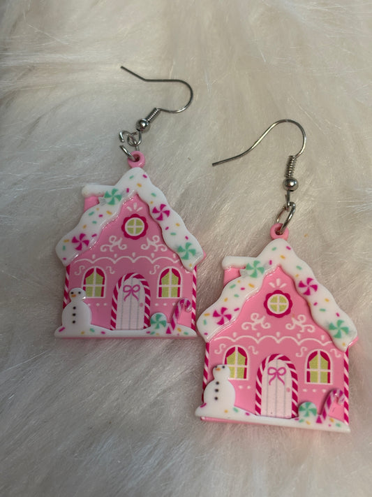 Pink Gingerbread Charm Wire Earrings