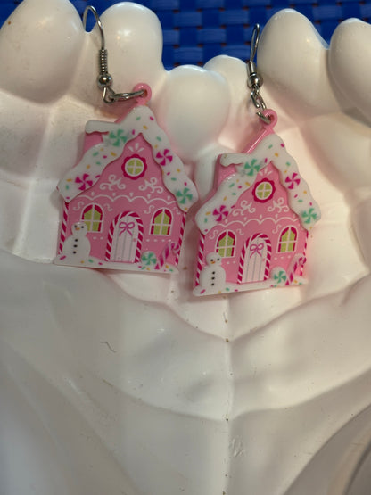 Pink Gingerbread Charm Wire Earrings