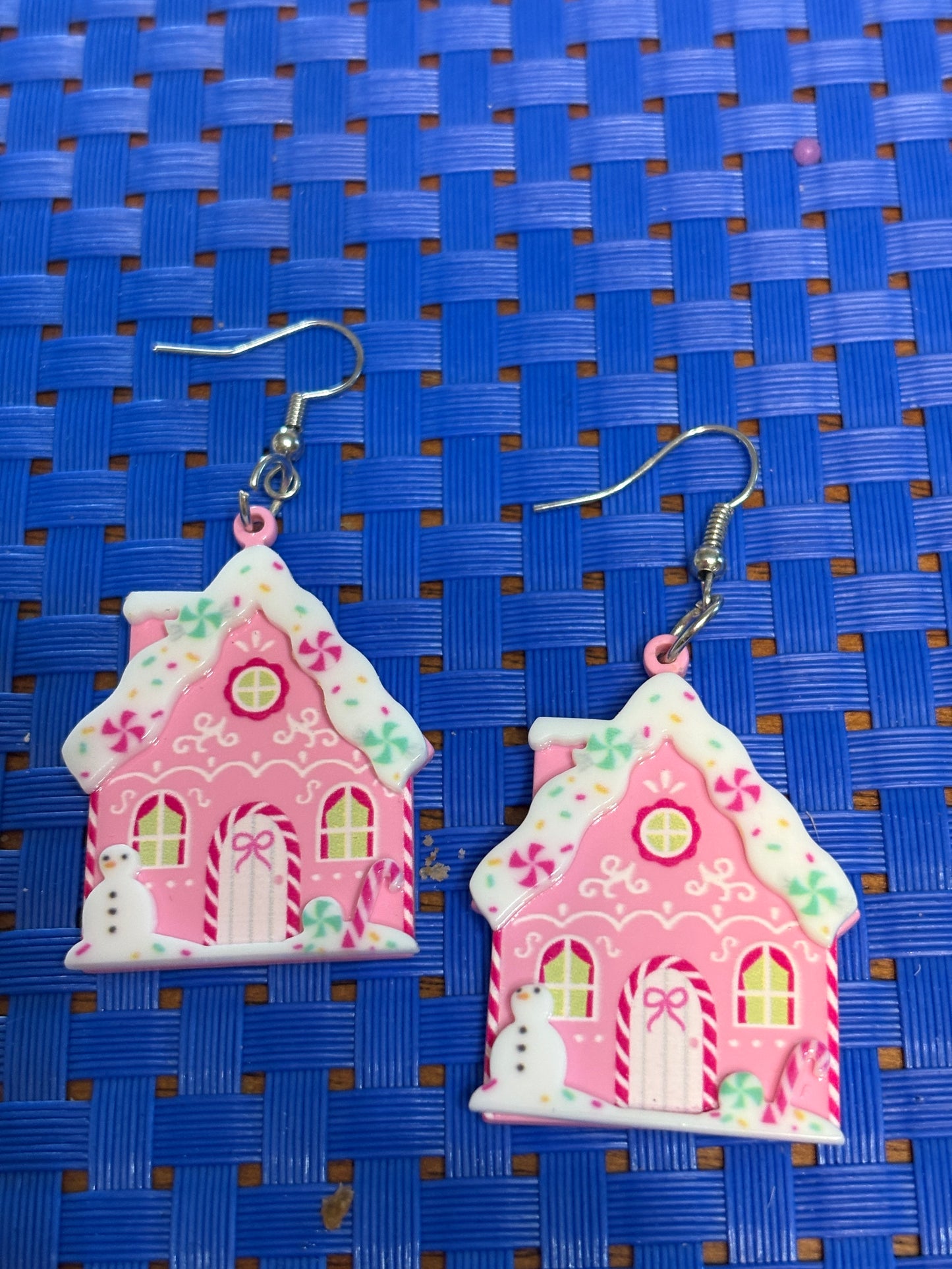 Pink Gingerbread Charm Wire Earrings