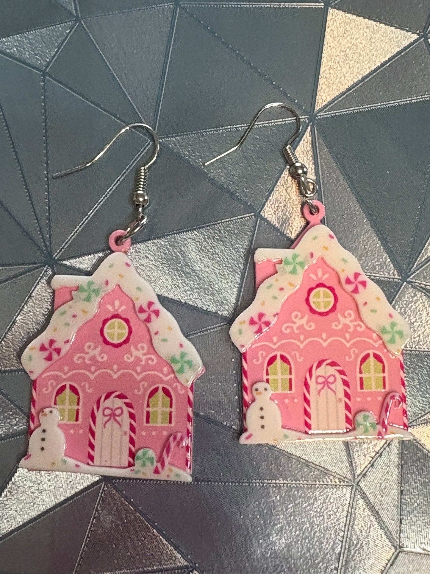 Pink Gingerbread Charm Wire Earrings