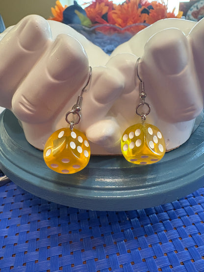 🎲 Dice Charm Wire Earrings – Assorted Colors