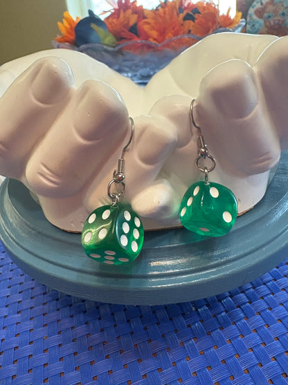🎲 Dice Charm Wire Earrings – Assorted Colors