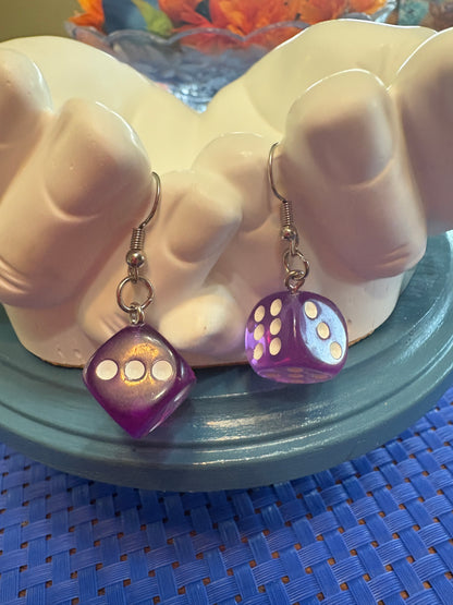 🎲 Dice Charm Wire Earrings – Assorted Colors