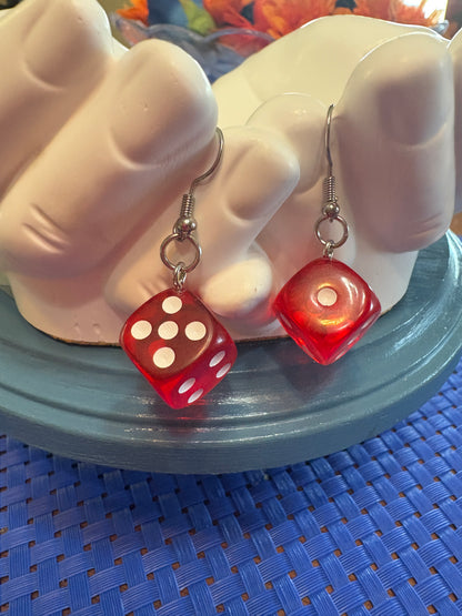 🎲 Dice Charm Wire Earrings – Assorted Colors