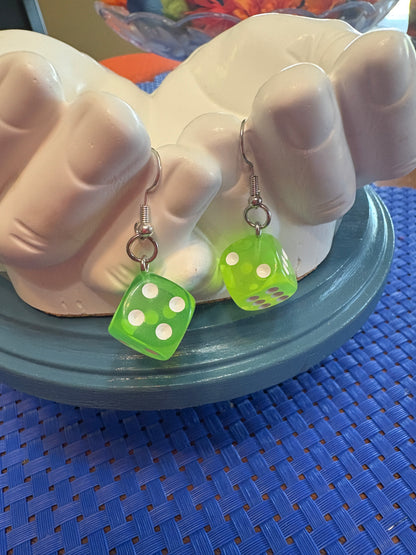 🎲 Dice Charm Wire Earrings – Assorted Colors