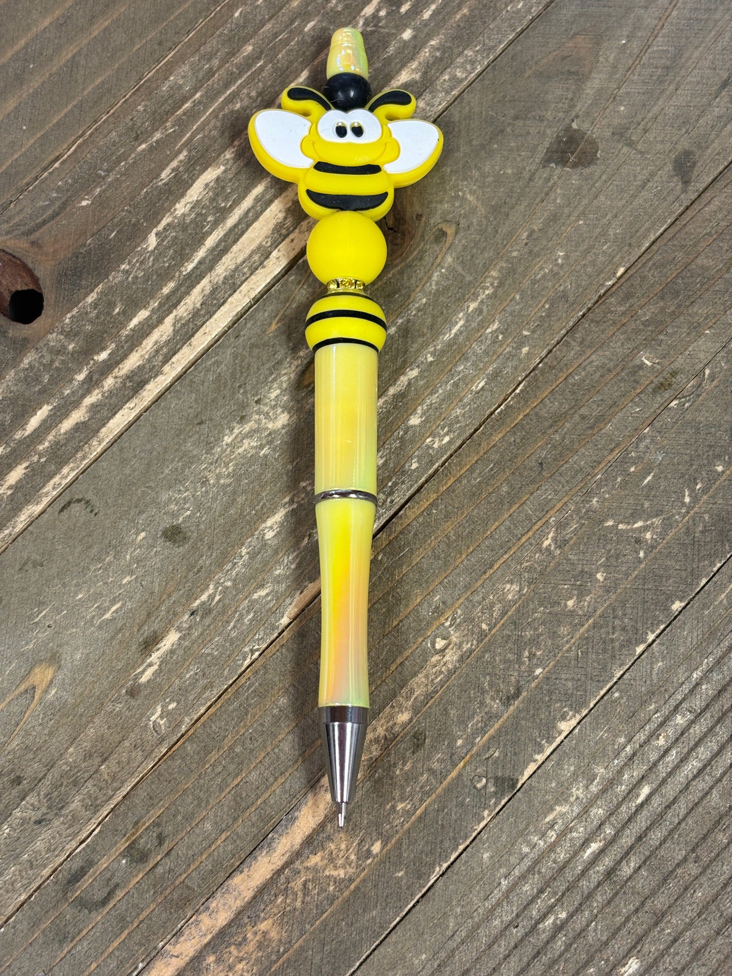 🐝 Buzzing Bee Beadable Pen – Yellow & Black Charm Pen