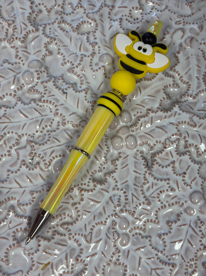 🐝 Buzzing Bee Beadable Pen – Yellow & Black Charm Pen