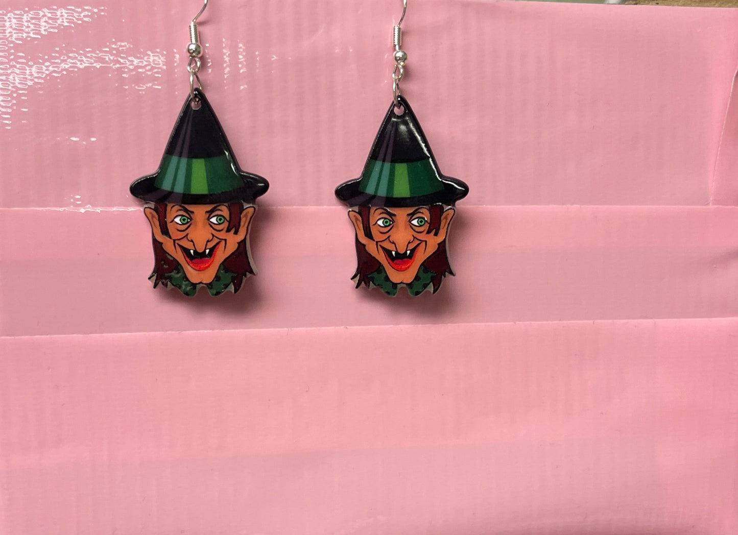 Spooky Witch Charm Wire Earrings