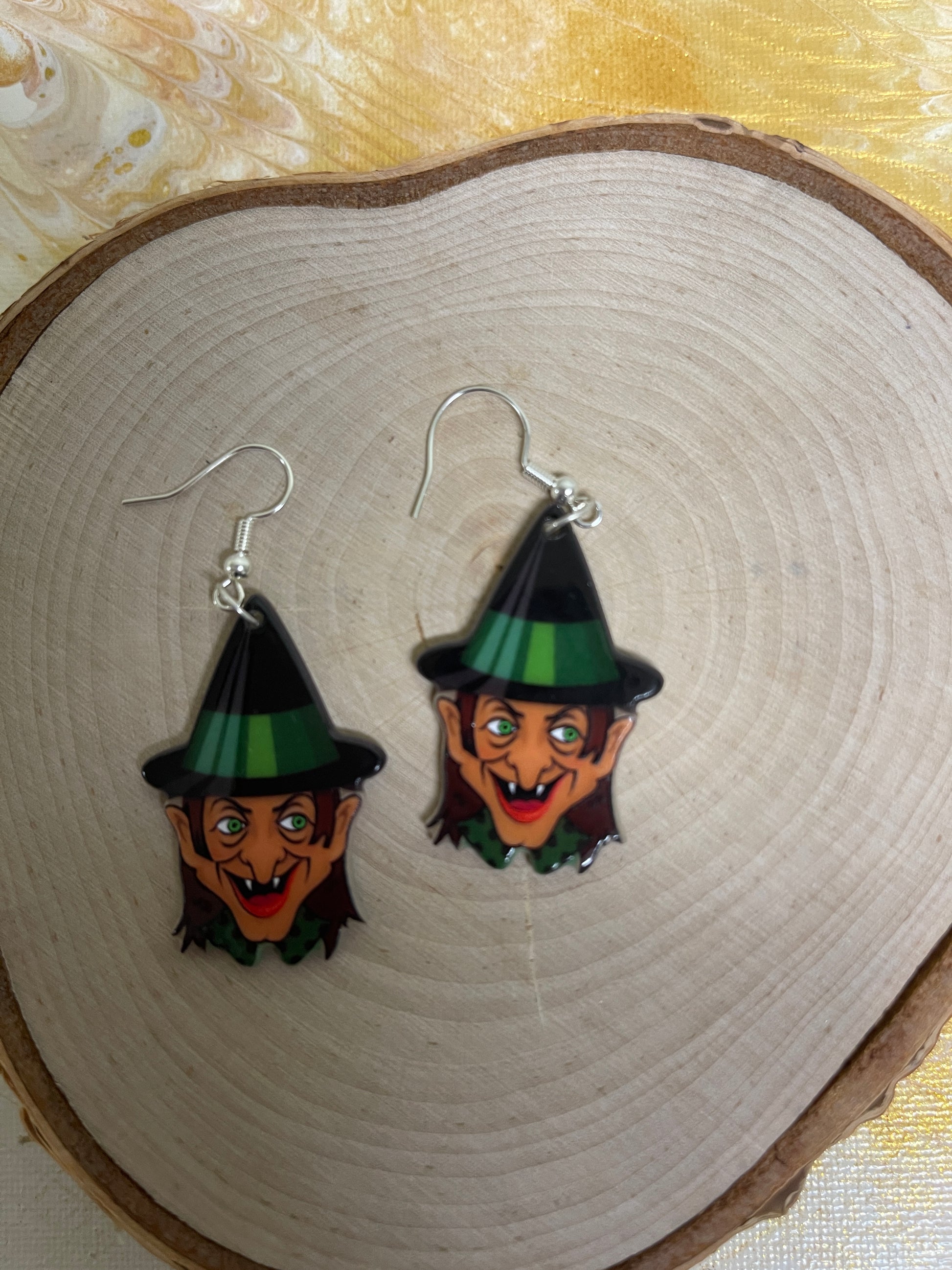Spooky Witch Charm Wire EarringsPink tiful of LOVE