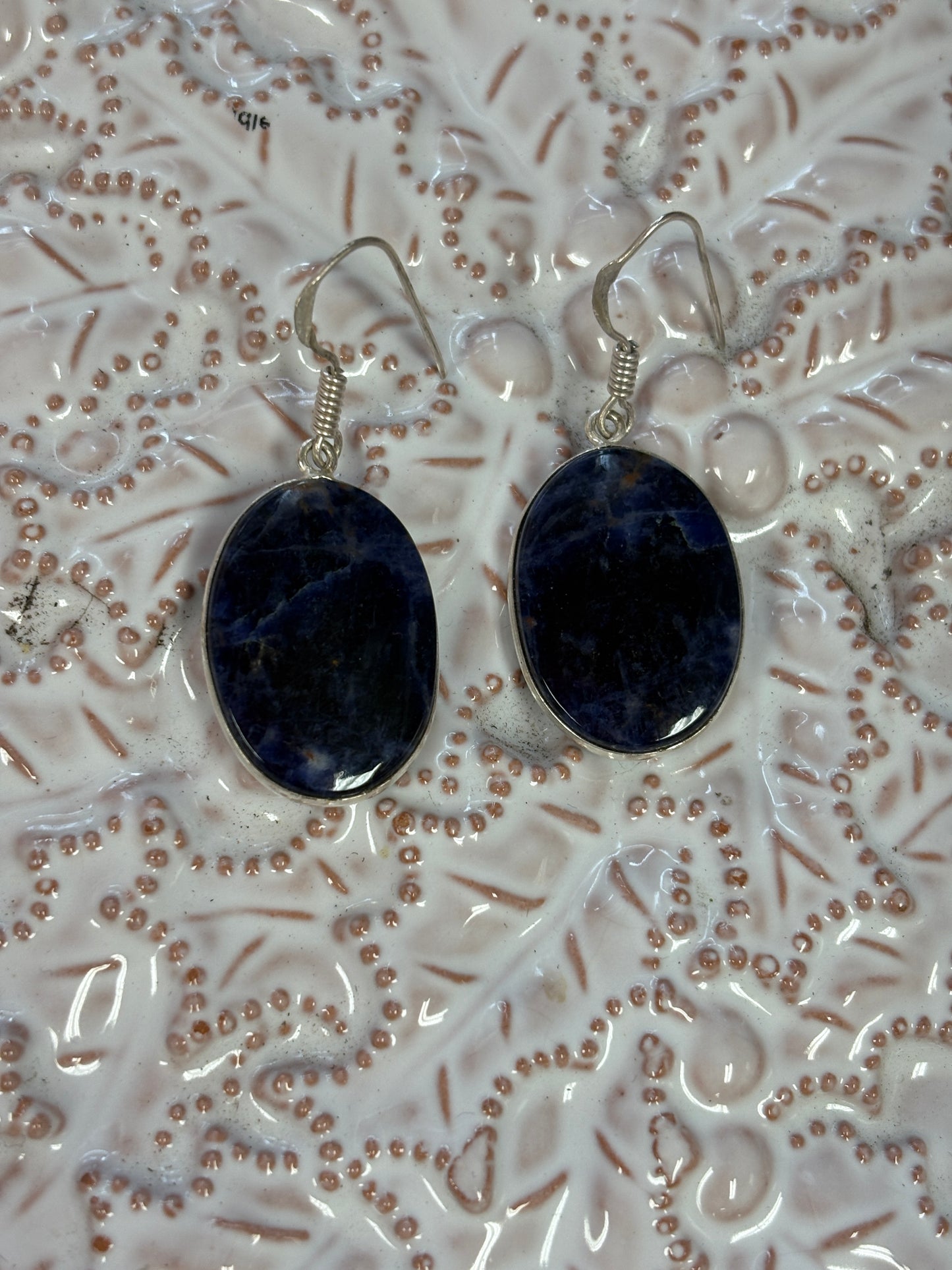 Sodalite Natural Gemstone Wire Earrings – Handcrafted Silver-Plated Healing Jewelry