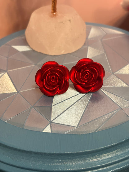 Red Rose Stud Earrings – Classic & Romantic Style