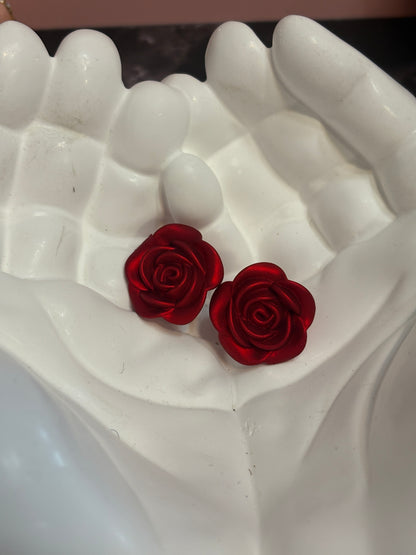 Red Rose Stud Earrings – Classic & Romantic Style