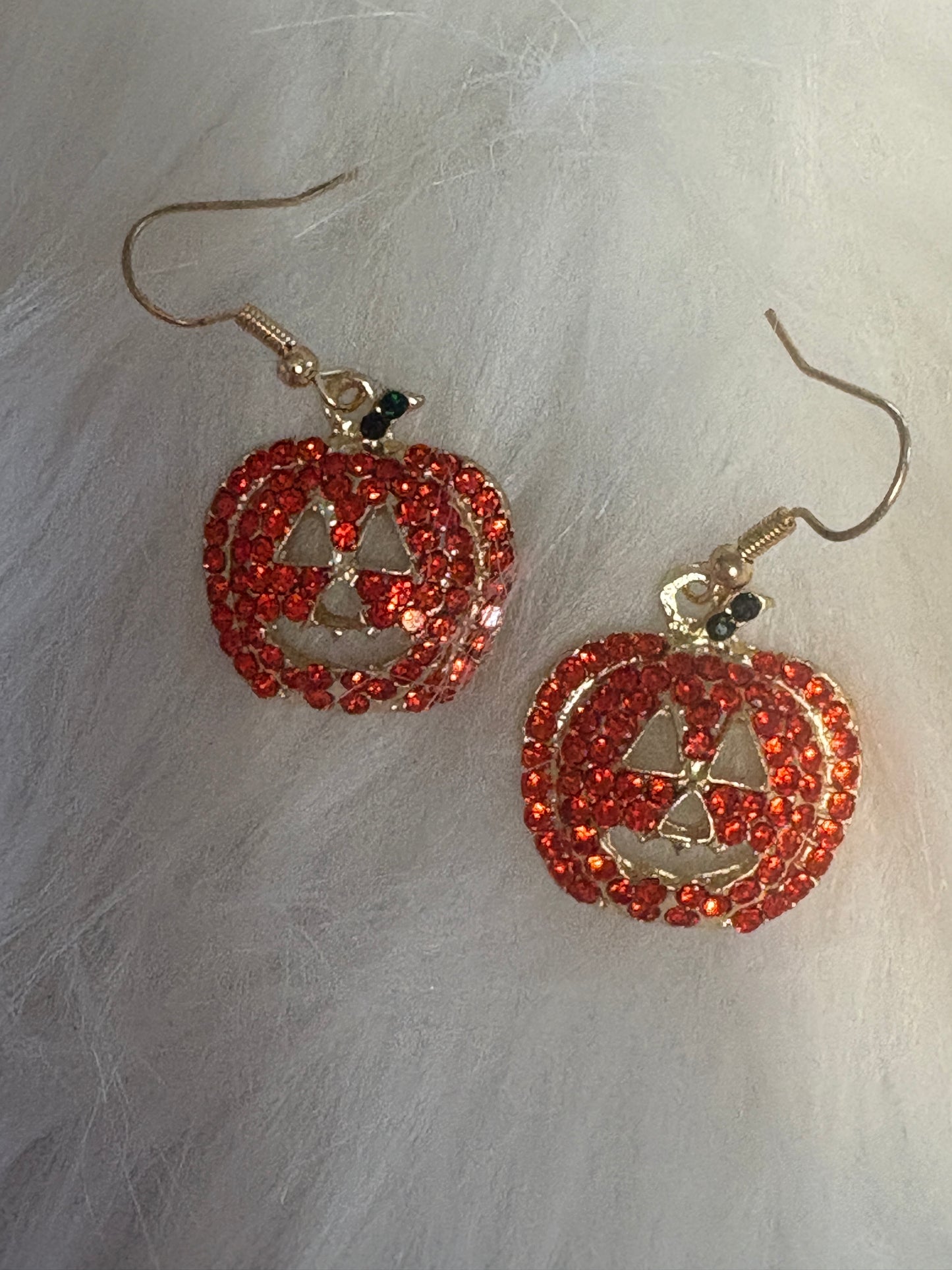 Sparkling Pumpkin Jack-O’-Lantern Wire Earrings