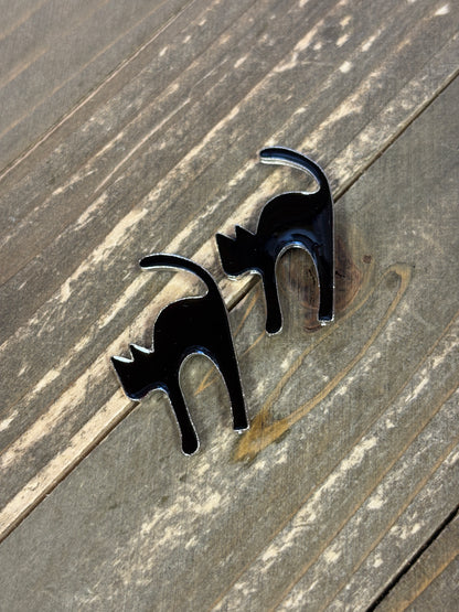 Black Cat Enamel Stud Earrings – Spooky & Stylish Accessory