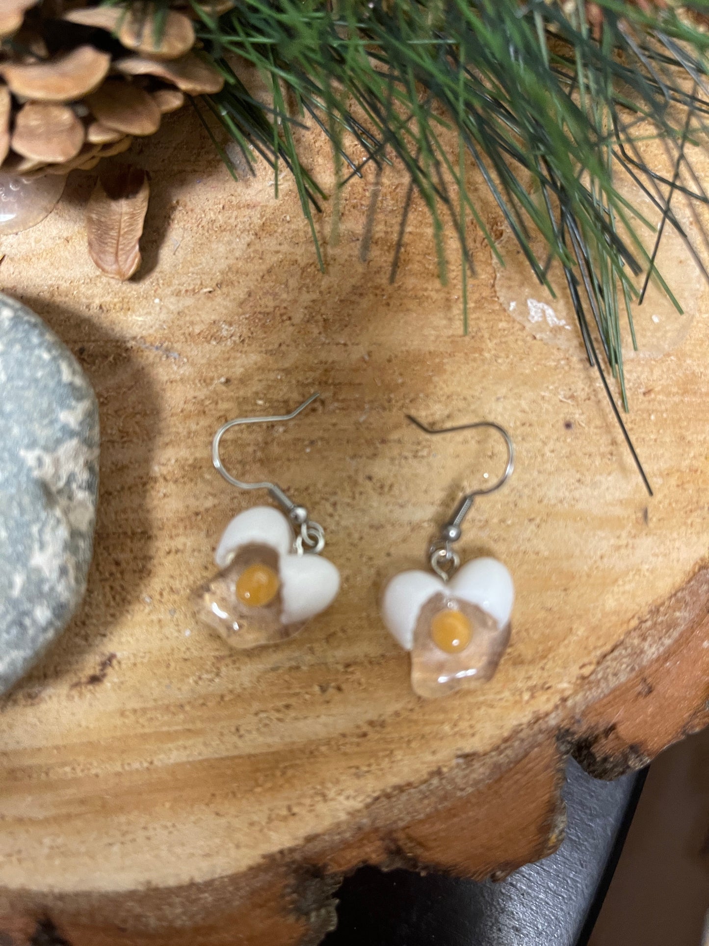 Cracked Egg Charms Wire Earrings